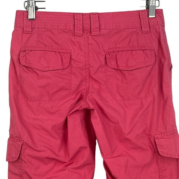 LONDON JEAN FLAT FRONT LOW RISE TAPERED CROP COTTON CARGO PANT PINK SIZE 0 EUC - Picture 5 of 9